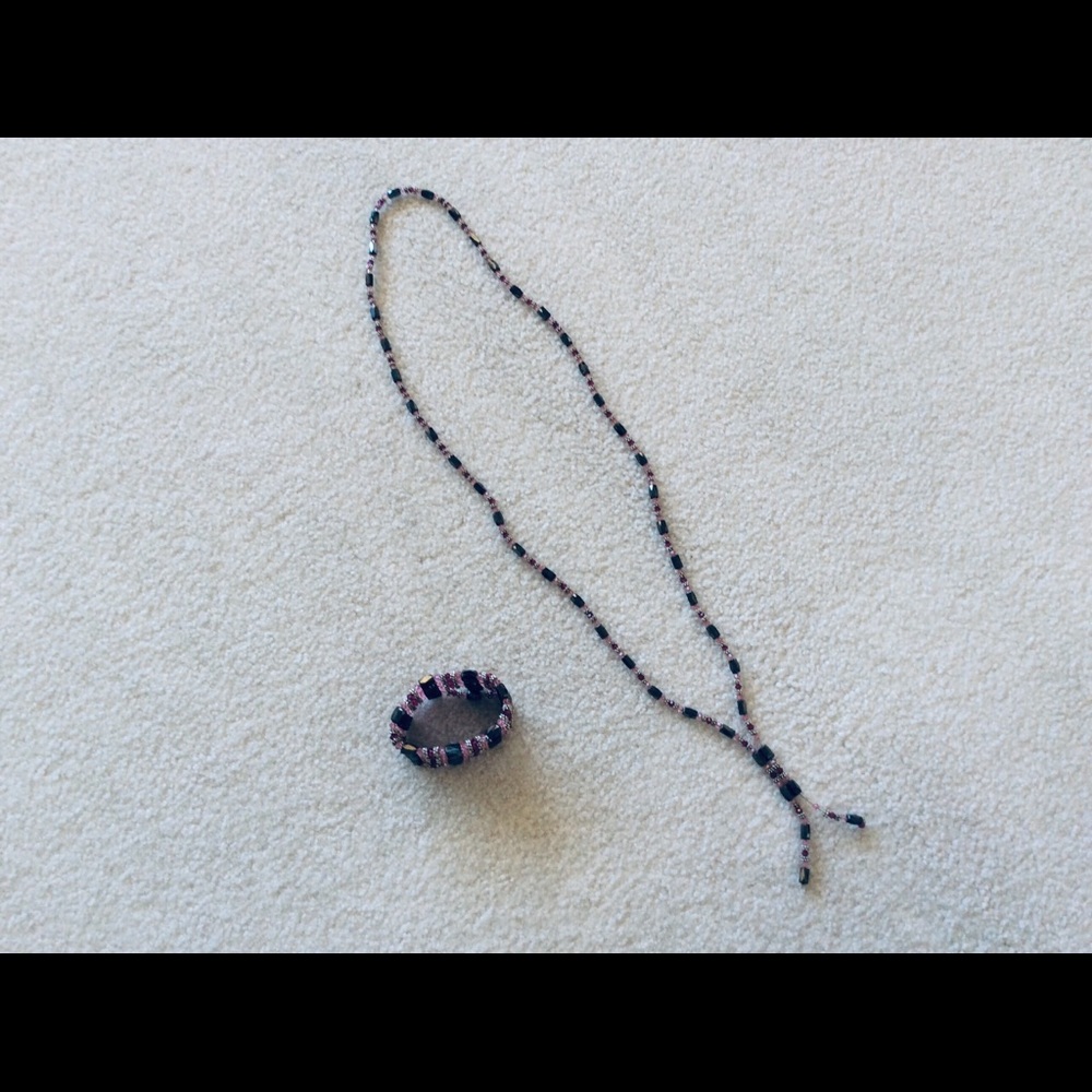 Magnetic Glass and Metal Bead Necklace